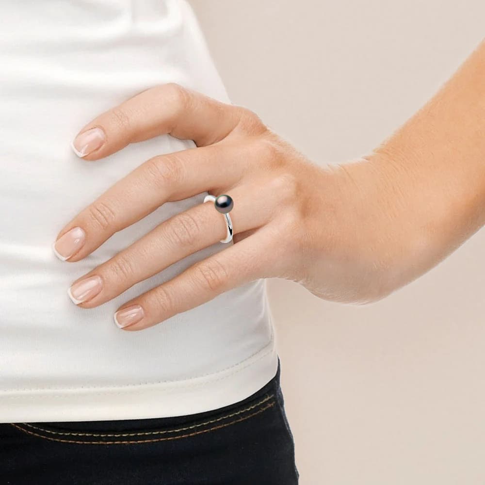Bague Argent avec Perle de Tahiti
