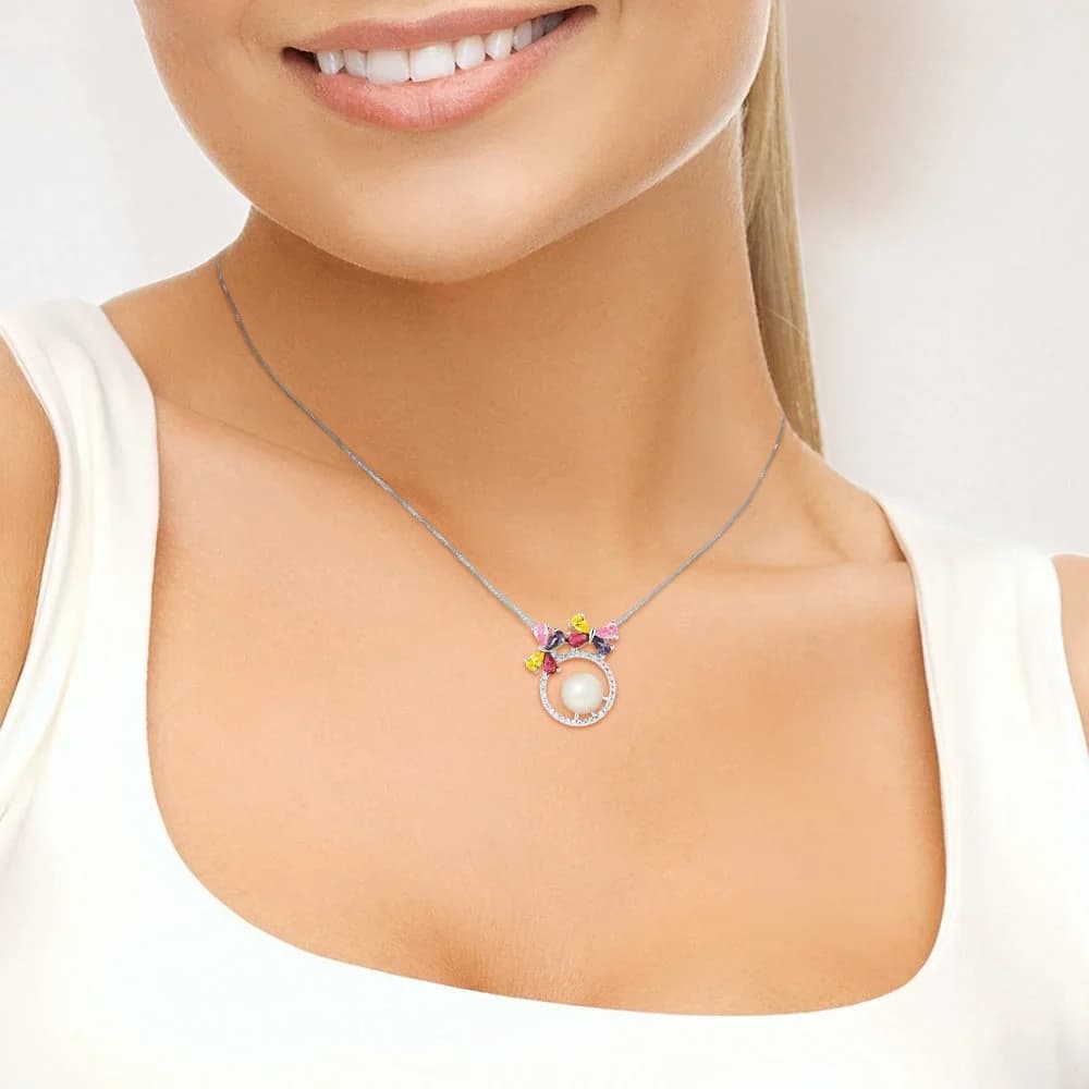 Collier Perle et Fleur Argent