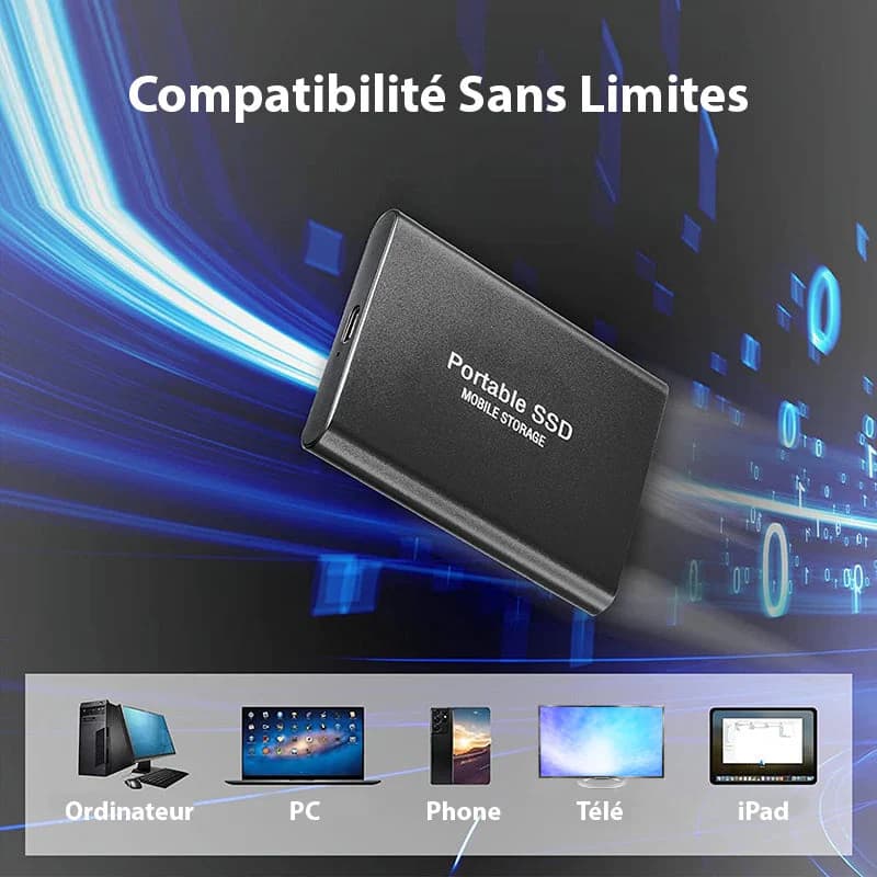 Disque Dur Externe SSD Haute Vitesse Noir